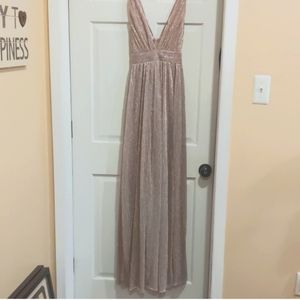 Windsor rose colored long metallic crepe dress in size M